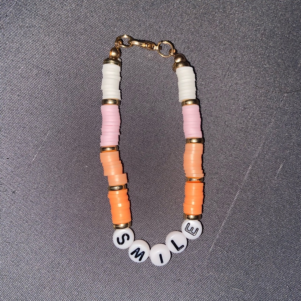 Colorful Beaded Bracelet with SMILE Charm